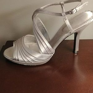 Silver heels, worn once for wedding